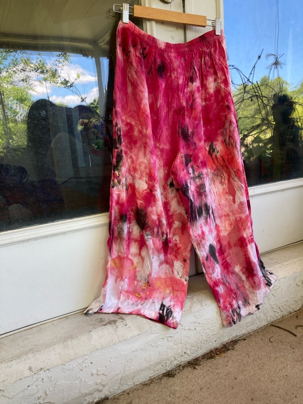Women's Wide Leg Tie-Dye Pants in Pink Multi - Picture 6 of 8